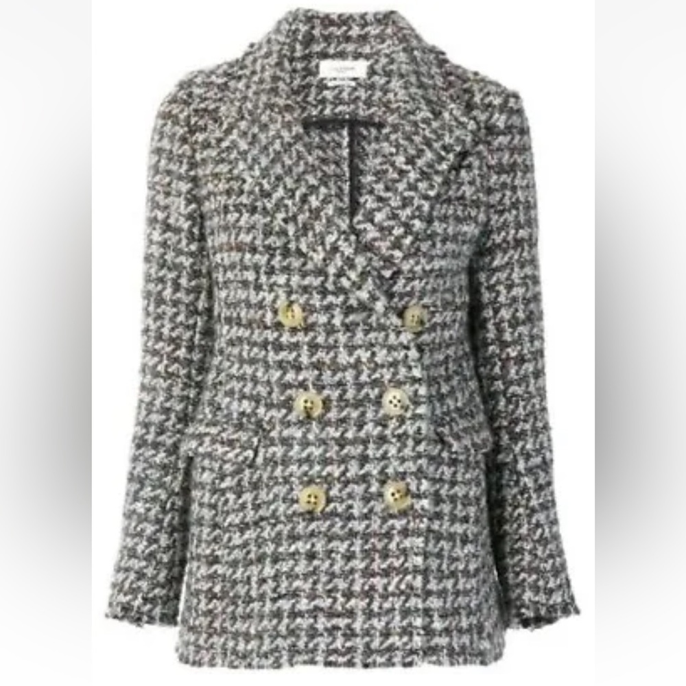 Isabel Marant Gray Black Tweed Double-Breasted Blazer - Picture 3 of 11
